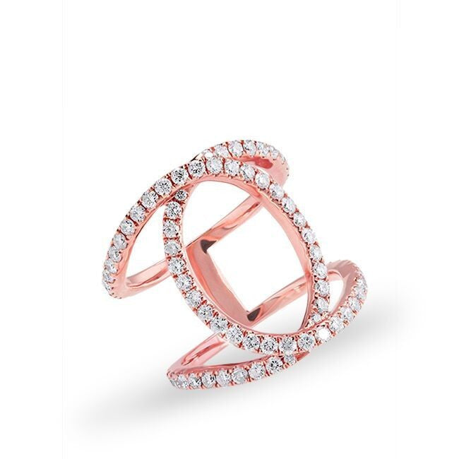 14KT Rose Gold Diamond Oval Cigar Band Ring