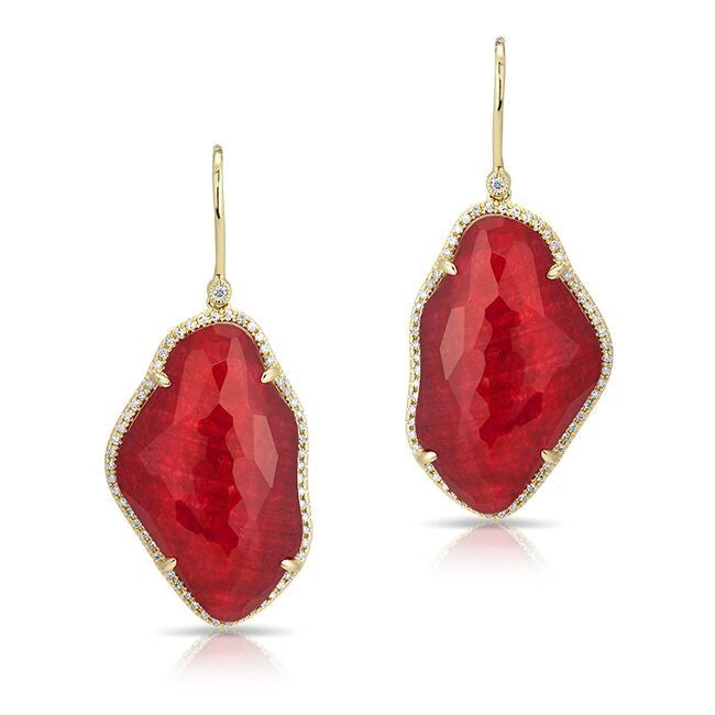 14KT Yellow Gold Ruby Nuage Diamond Earrings