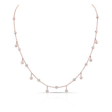 14KT Rose Gold Diamond Bezel Set Trickle Necklace