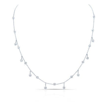 14KT White Gold Diamond Bezel Set Trickle Necklace