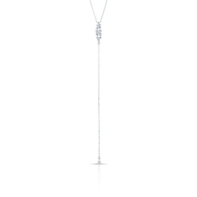 14KT White Gold Diamond Lace Lariat Necklace