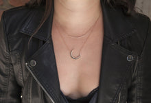14KT White Gold Diamond Mini Crescent Necklace