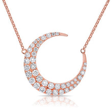 14KT Rose Gold Diamond Moon With Diamond Chain Necklace