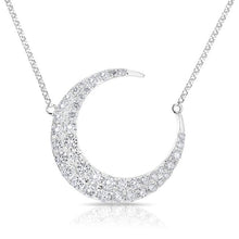 14KT White Gold Diamond Moon With Diamond Chain Necklace