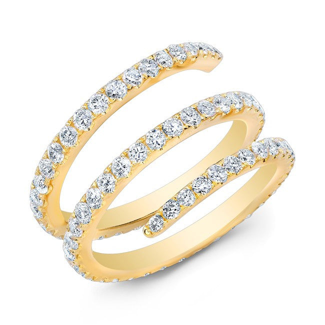14KT Yellow Gold Diamond Spring Ring