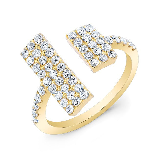 14KT Yellow Gold Diamond Double Brick Ring