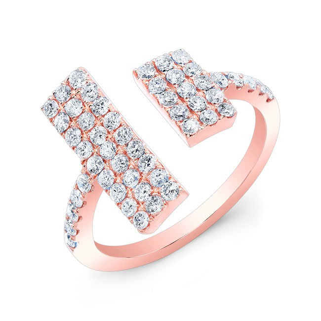 14KT Rose Gold Diamond Double Brick Ring