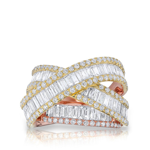14KT Rose and Yellow Gold Baguette Diamond Luxe Wrap Ring