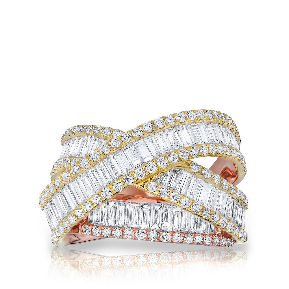 14KT Rose and Yellow Gold Baguette Diamond Luxe Wrap Ring