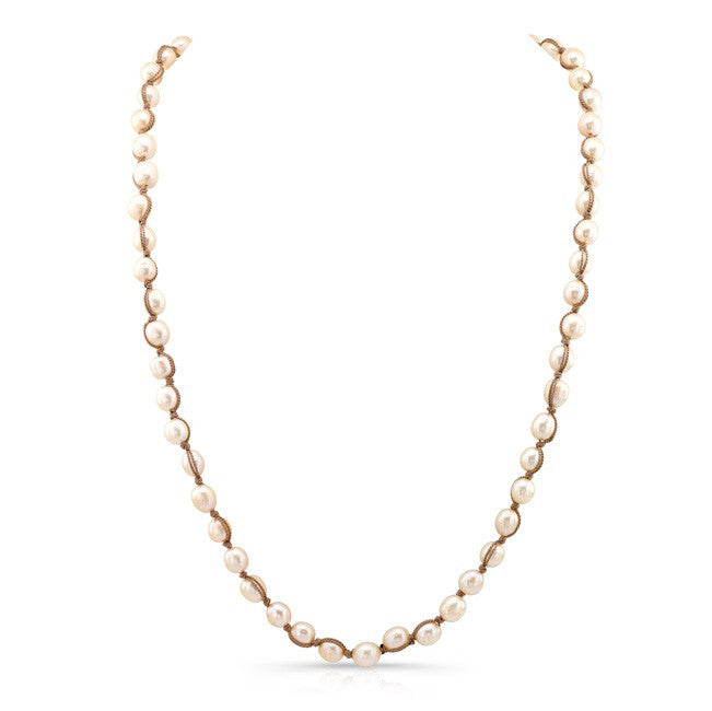 Champagne Pearl Macrame Necklace