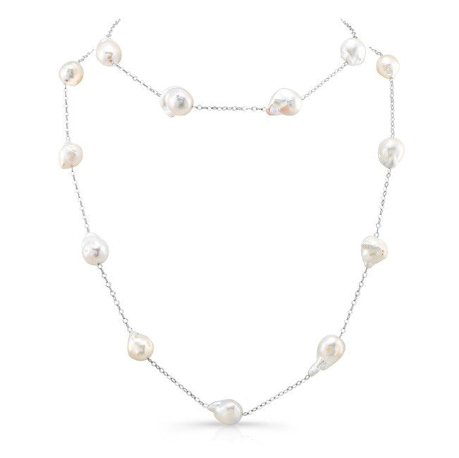 White Pearl Large Chain Necklace