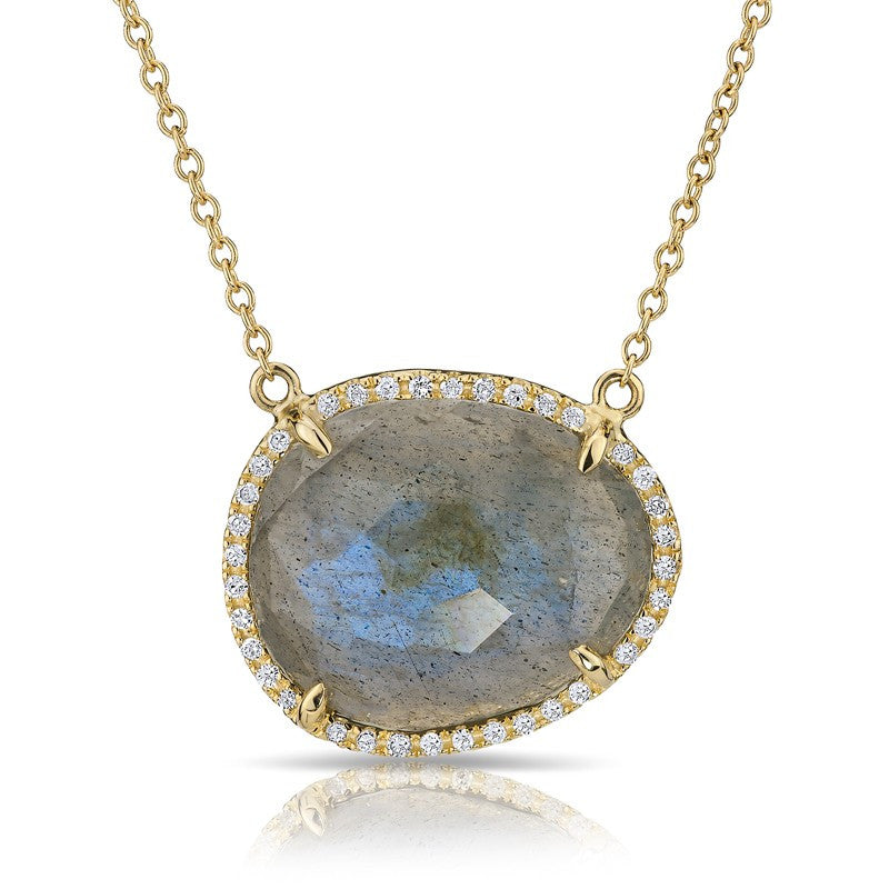 14KT Yellow Gold Labradorite Diamond Necklace