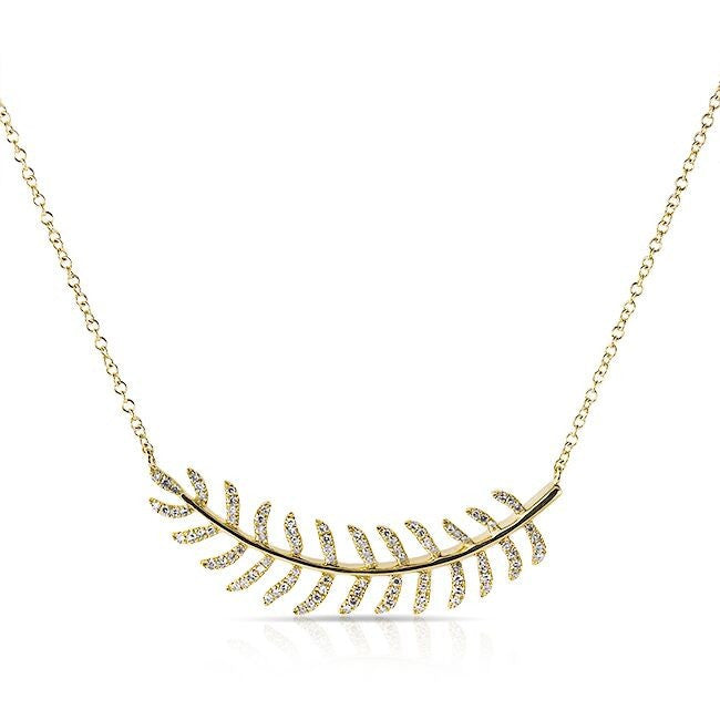 14KT Yellow Gold Diamond Crescent Palm Necklace