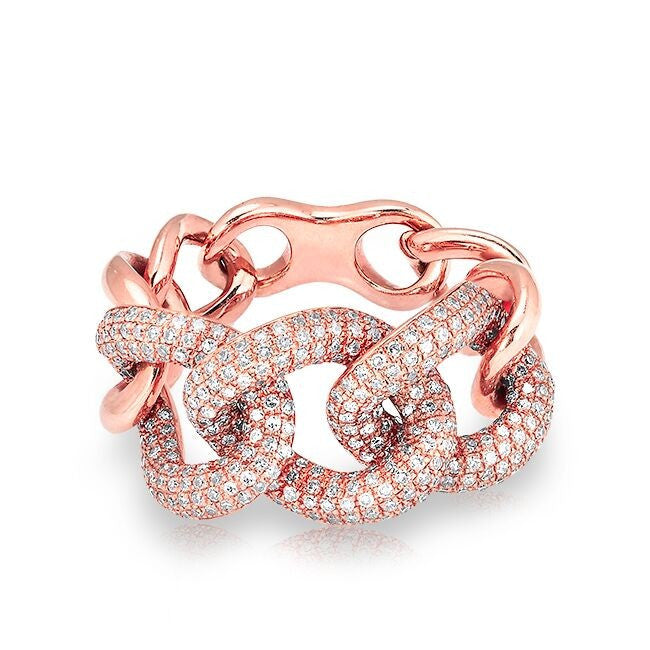 14KT Rose Gold Luxe Diamond Chain Link Ring
