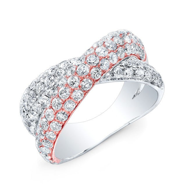 14KT Rose And White Gold Diamond Twist Ring