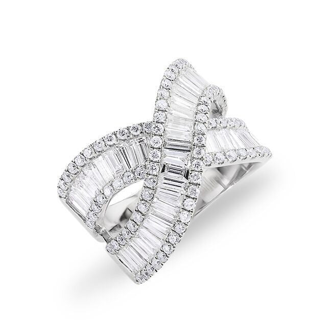 14KT White Gold Baguette Diamond Wrap Ring