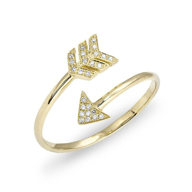 14KT Yellow Gold Diamond Mini Arrow Wrap Ring