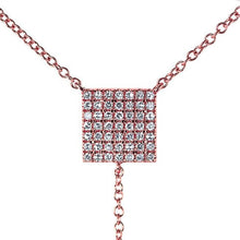 14KT Rose Gold Diamond Square Lariat Necklace