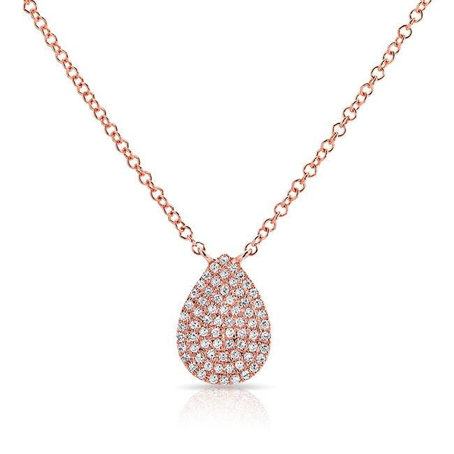 14KT Rose Gold Diamond Small Pear Necklace