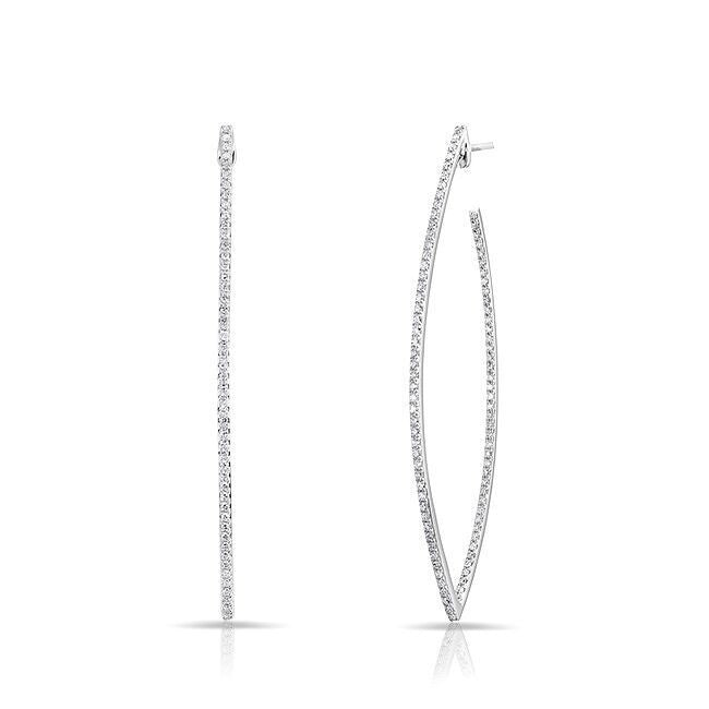 14KT White Gold Diamond Large Moderna Wishbone Earrings
