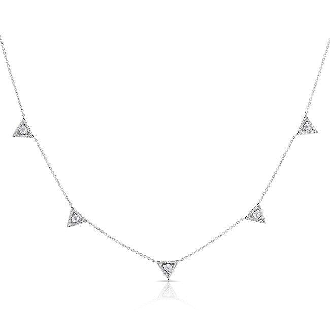 14KT White Gold Diamond Trinity Triangle Necklace