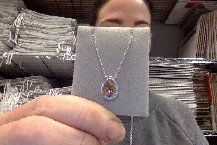 14KT White Gold Raw Diamond Pear Necklace