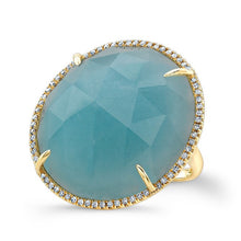 14KT Yellow Gold Amazonite Diamond Cocktail Ring