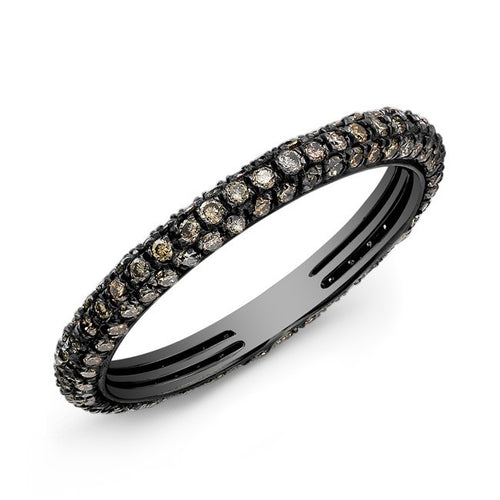 14KT Oxidized White Gold Brown Diamond Ring
