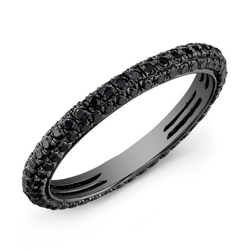 14KT Oxidized White Gold Black Diamond Ring