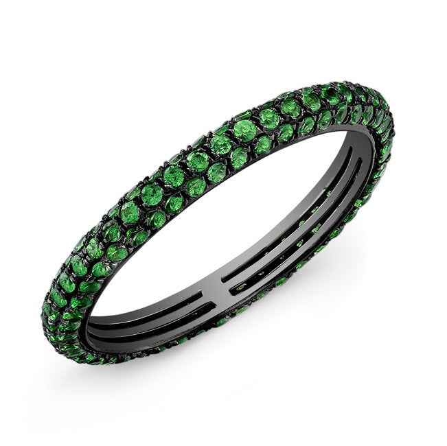 14KT Oxidized White Gold Green Garnet Ring