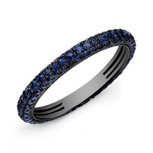 14KT Oxidized White Gold Blue Sapphire Ring