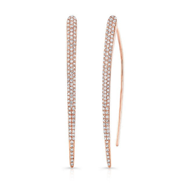 14KT Rose Gold Diamond Large Wishbone Earrings