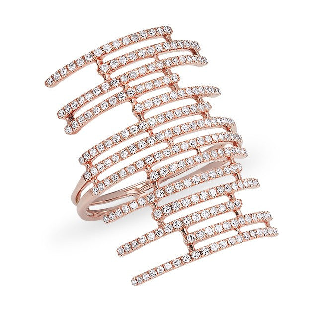 14KT Rose Gold Diamond Ripple Ring