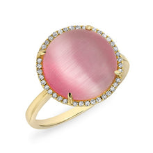 14KT Yellow Gold Pink Chatoyant Diamond Round Ring