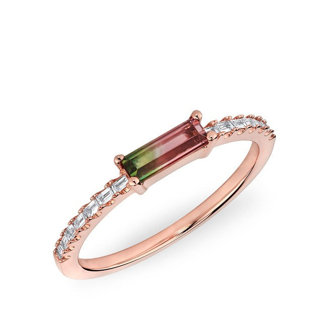 14KT Rose Gold Watermelon Tourmaline Maddie Diamond Ring