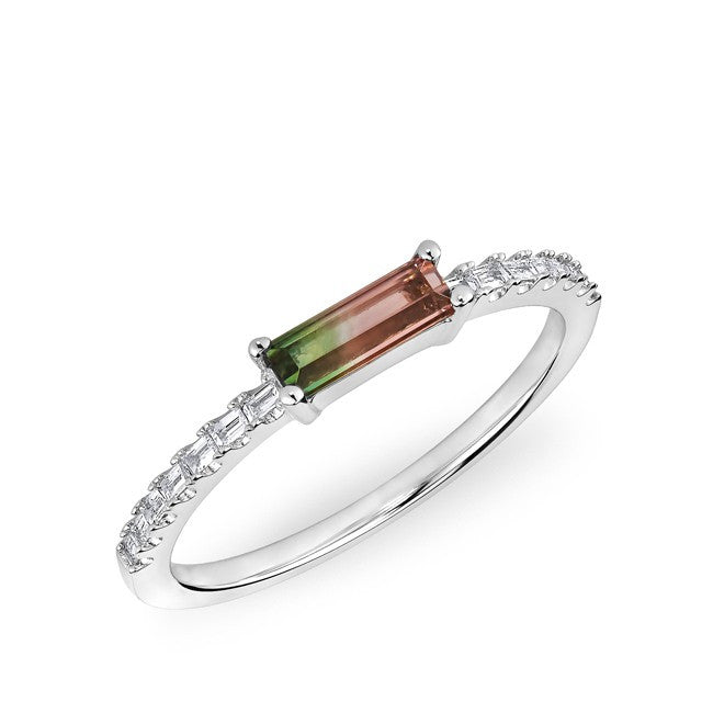 14KT White Gold Watermelon Tourmaline Maddie Diamond Ring
