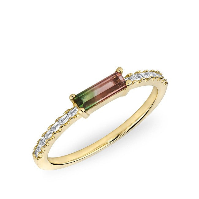 14KT Yellow Gold Watermelon Tourmaline Maddie Diamond Ring