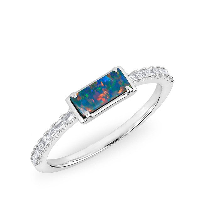 14KT White Gold Diamond Opal Maddie Diamond Ring