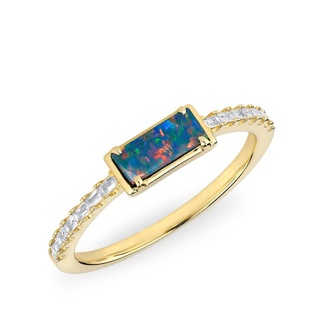 14KT Yellow Gold Diamond Opal Maddie Diamond Ring