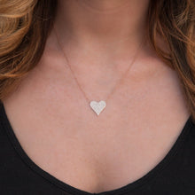 14KT White Gold Diamond Large Pave  Heart Necklace