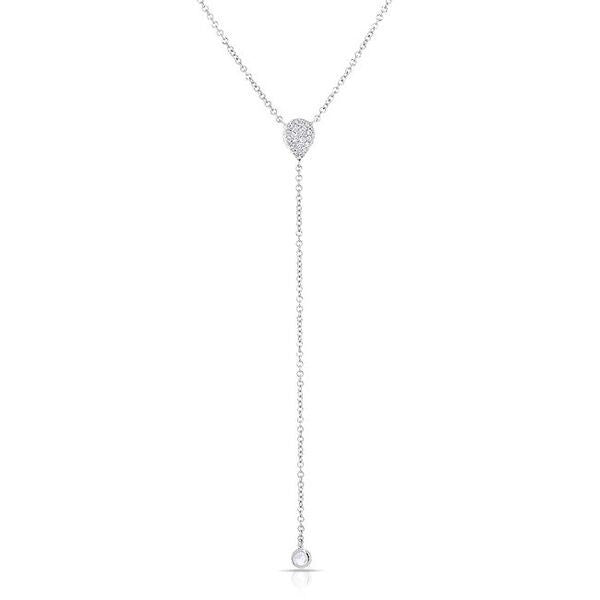 14KT White Gold Diamond Pear Flirt Lariat Necklace