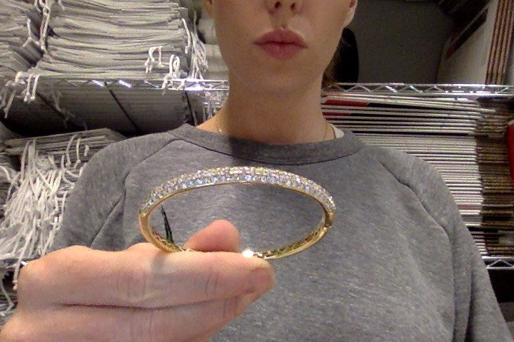 NOL: 14KT Yellow Gold Half Diamond Rounded Bangle