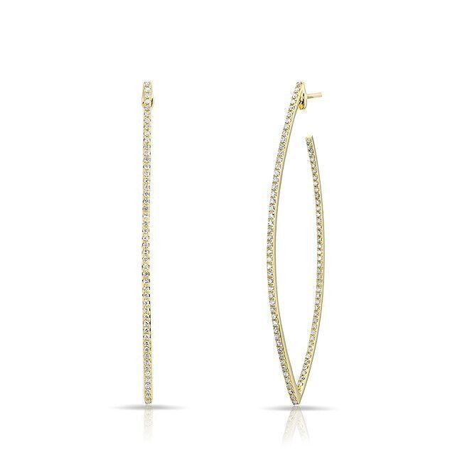 14KT Yellow Gold Diamond Large Moderna Wishbone Earrings