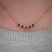 14KT Rose Gold Ruby Diamond Crown Necklace