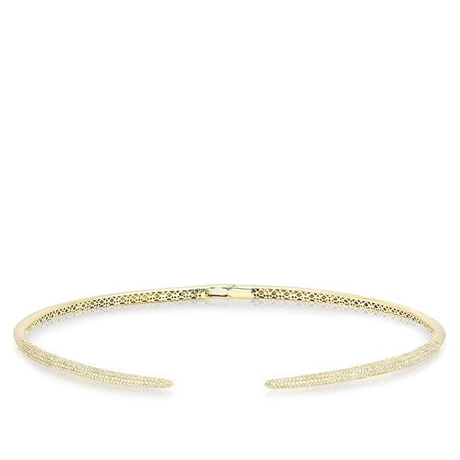 14KT Yellow Gold Diamond Horn Choker Necklace