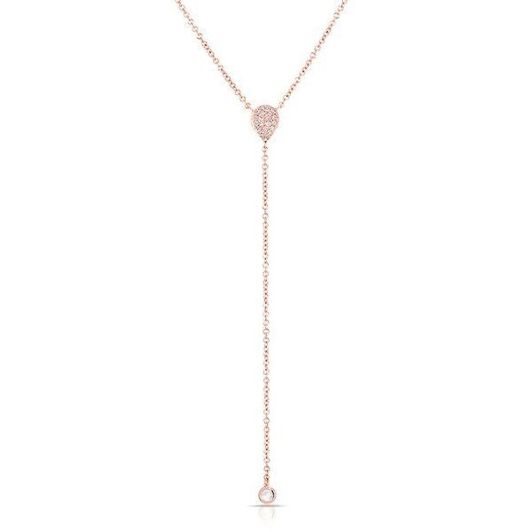 14KT Rose Gold Diamond Pear Flirt Lariat Necklace