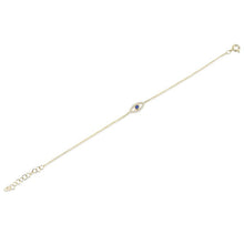 14KT Yellow Gold Blue Sapphire Mini Evil Eye Diamond Bracelet