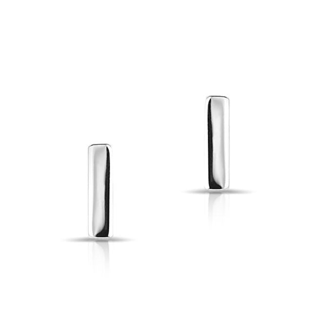14KT White Gold Mini Bar Stud Earrings