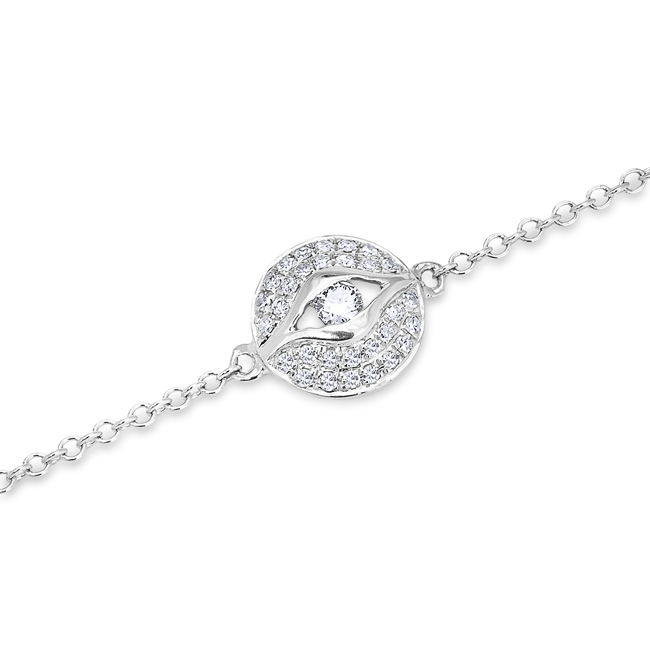 14KT White Gold Diamond Mini Evil-Eye Bracelet