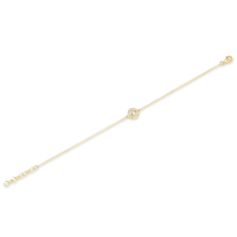 14KT Yellow Gold Diamond Mini Evil-Eye Bracelet
